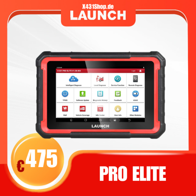 Launch X431 PRO ELITE Full System Diagnostic Tools 8" 37+ Resets with CANFD DOIP, ECU Coding, FCA Autoauth