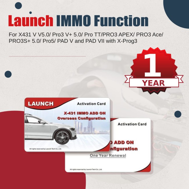 One Year Launch IMMO Function Activation for X431 Pro3 V+ 5.0/ Pro TT/PRO3 APEX/ PRO3S+ 5.0/ Pro5/ PAD V/PAD VII + X-prog3